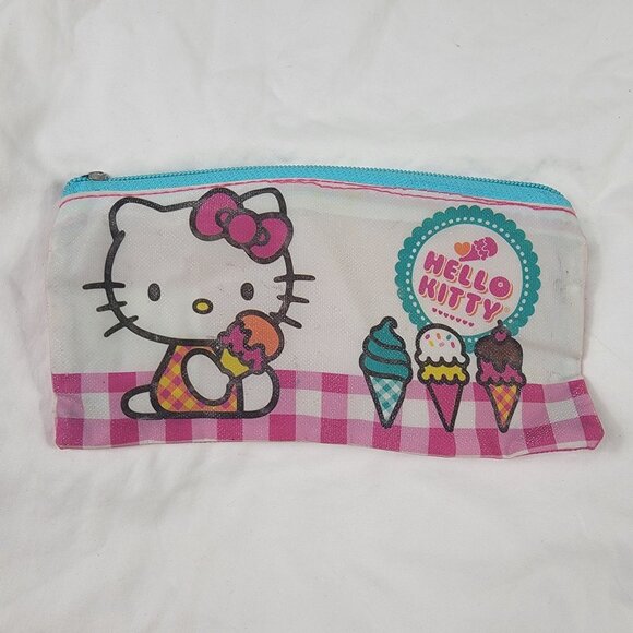 Sanrio Hello Kitty Cat Pink Flat Pen Pencil School Work Pouch Case Baggie - Picture 1 of 6